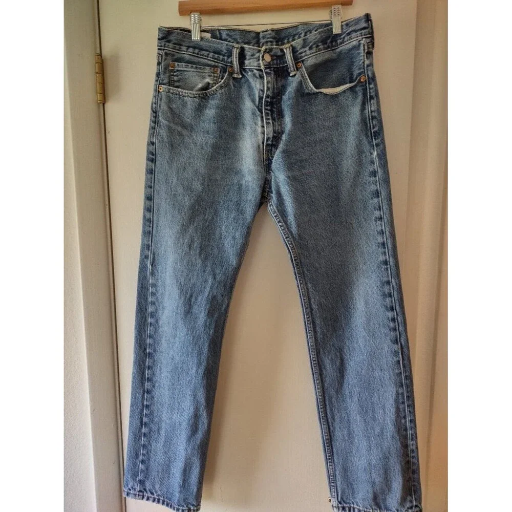 Levi's 505 Regular Fit Jeans Men's W34 L30 Blue Medium Wash Straight Leg